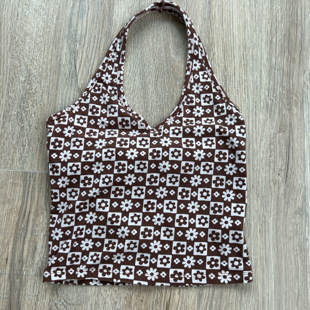 Hollister Brown and White Floral Women's Top